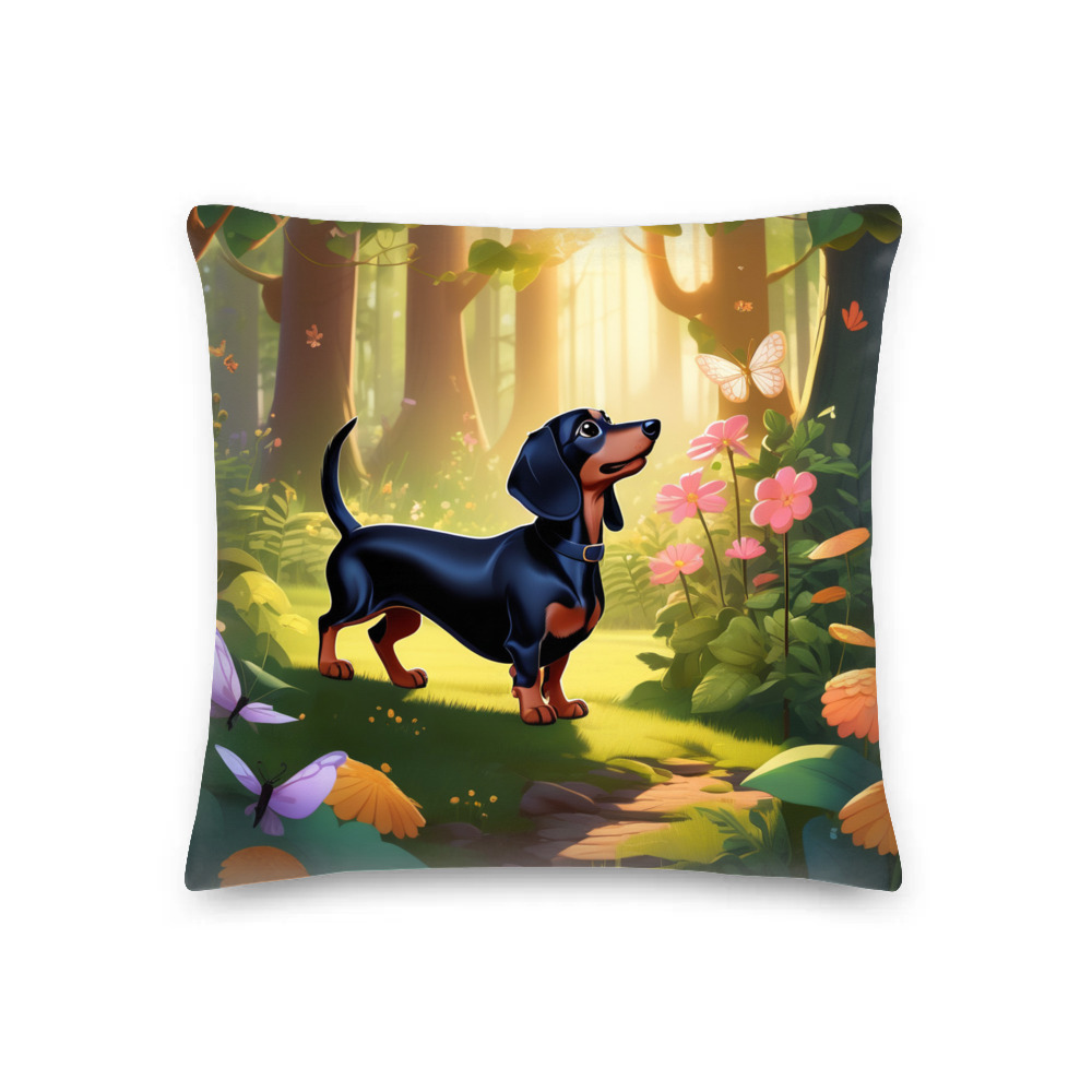PugMug Custom Black Dachshund Premium Pillow
