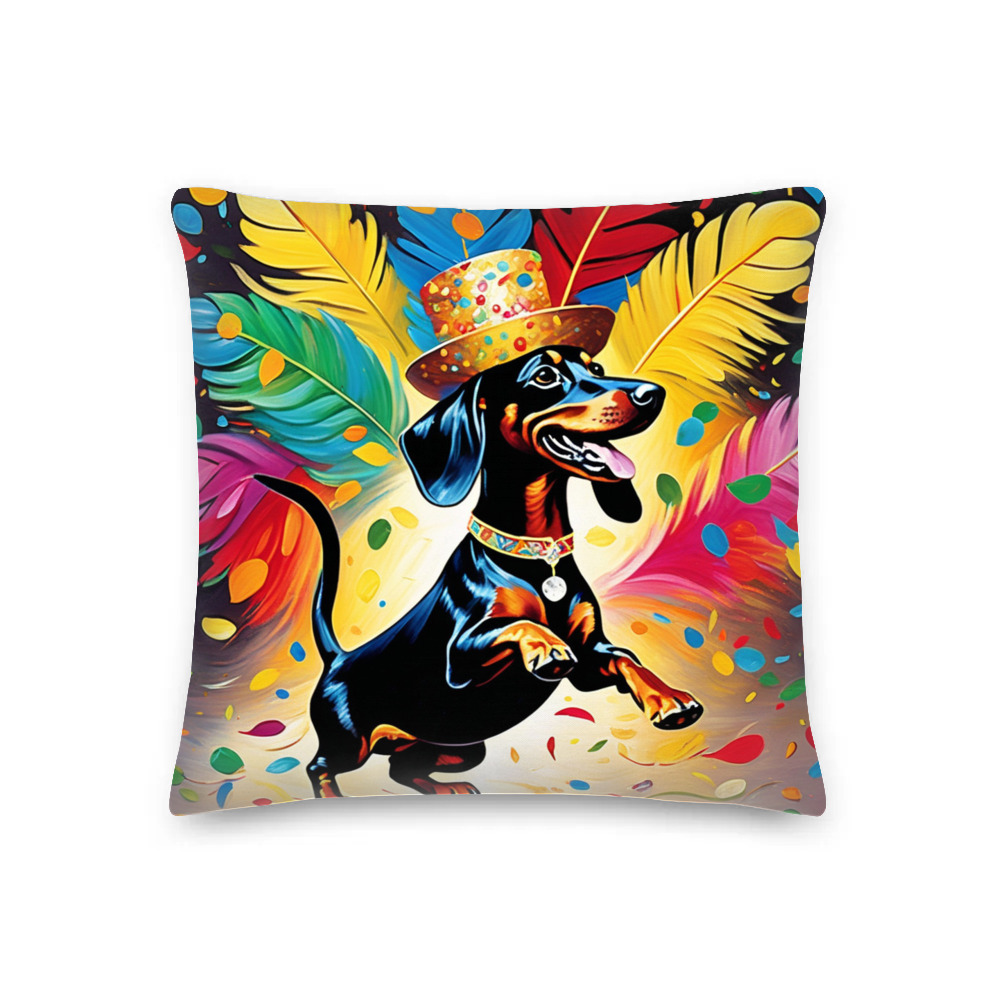 PugMug Custom Black Dachshund Premium Pillow