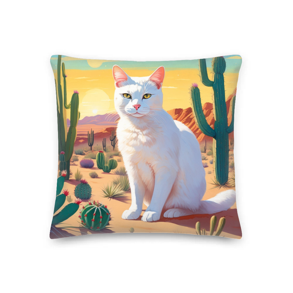 PugMug Custom White Companion Cat Premium Pillow