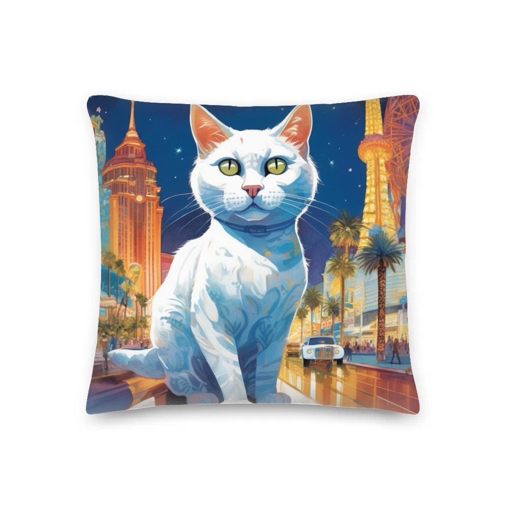 PugMug Custom White Companion Cat Premium Pillow