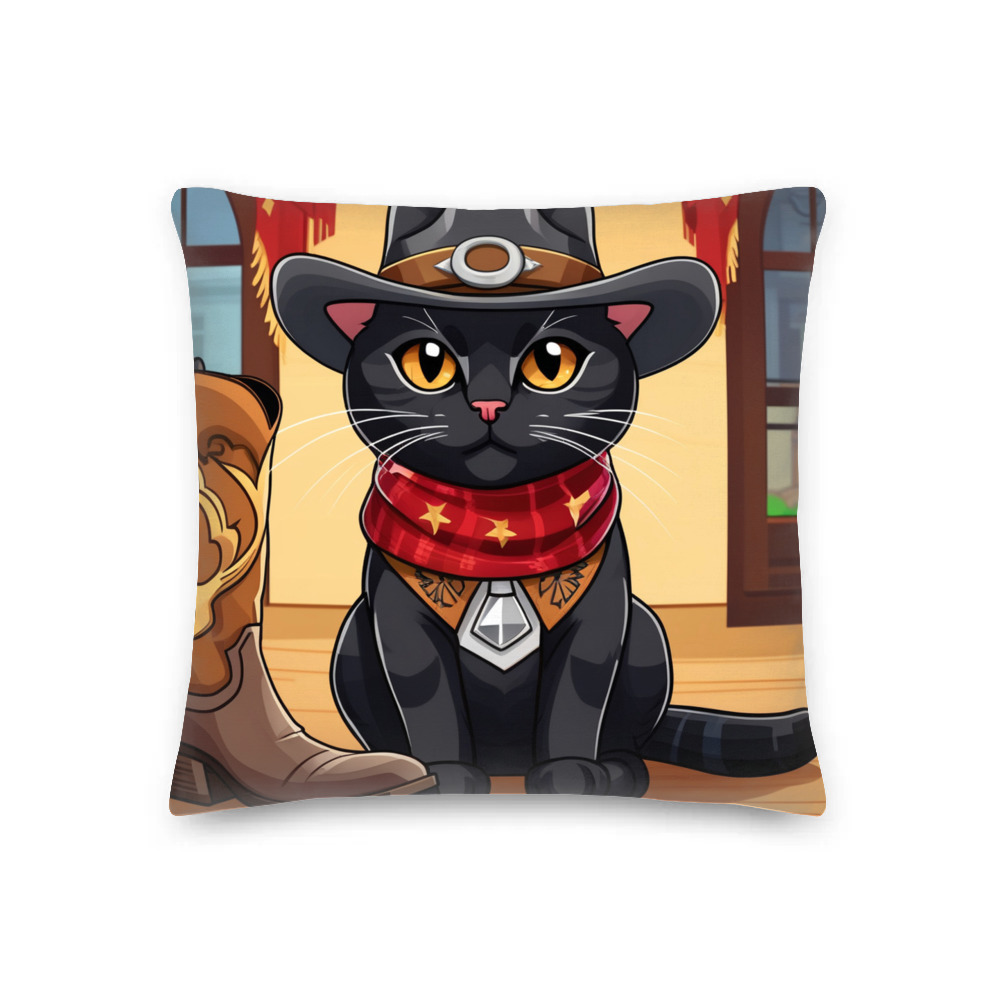 PugMug Custom Black American Shorthair Cat Premium Pillow