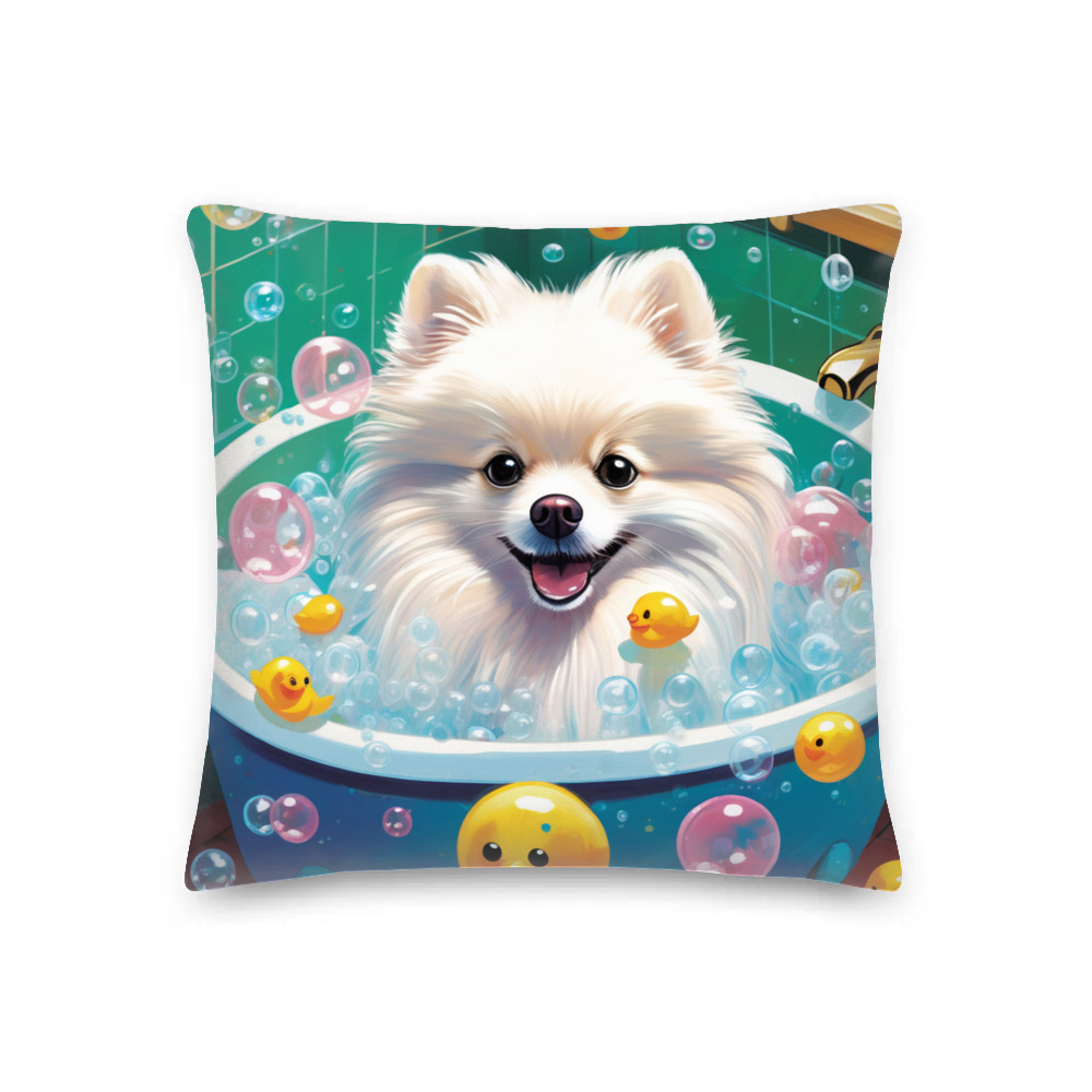 PugMug Custom White Pomeranian Premium Pillow