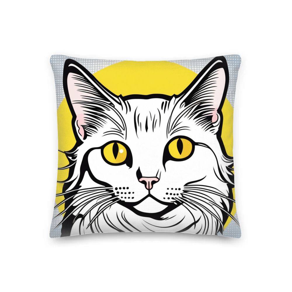 PugMug Custom White Companion Cat Premium Pillow