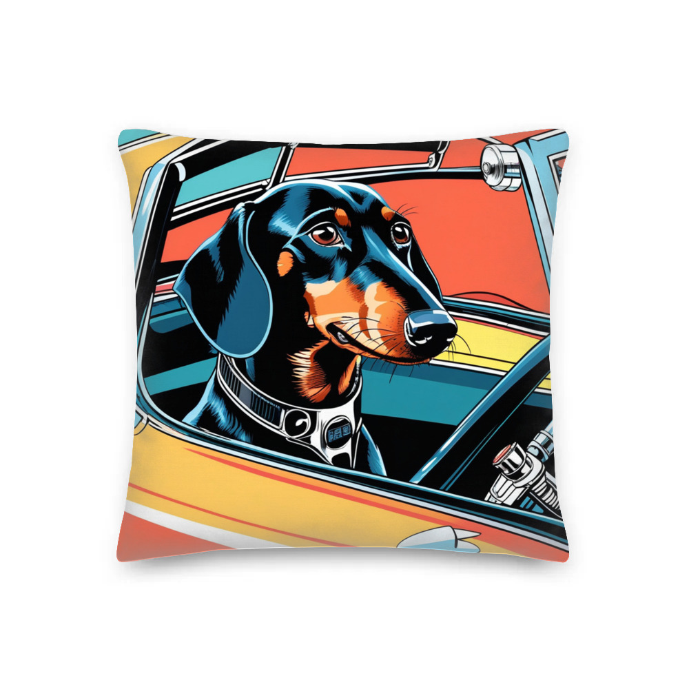PugMug Custom Black Dachshund Premium Pillow