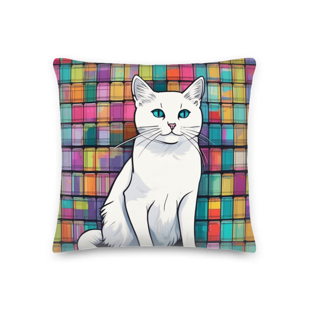 PugMug Custom White Companion Cat Premium Pillow
