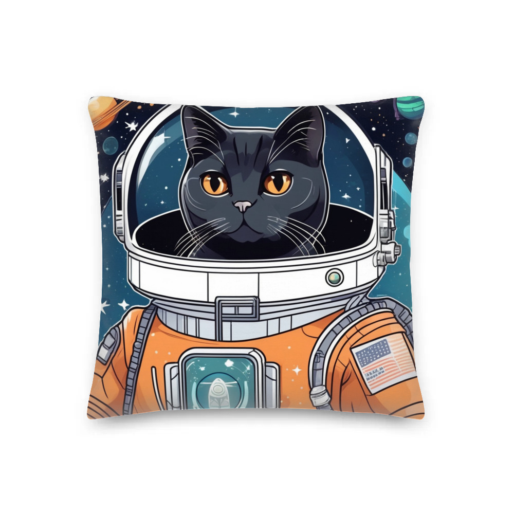 PugMug Custom Black British Shorthair Cat Premium Pillow