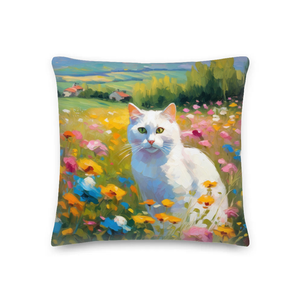 PugMug Custom White Companion Cat Premium Pillow