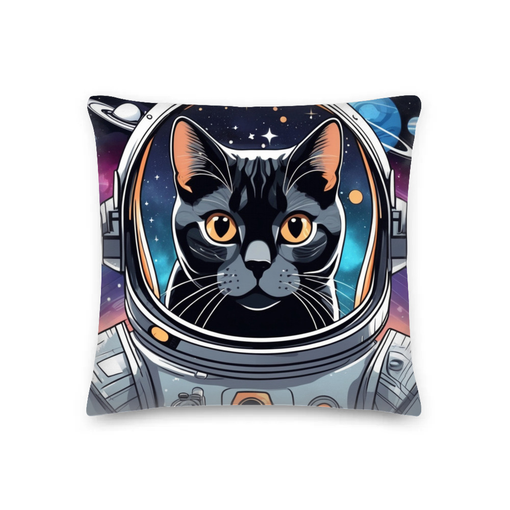 PugMug Custom Black American Shorthair Cat Premium Pillow