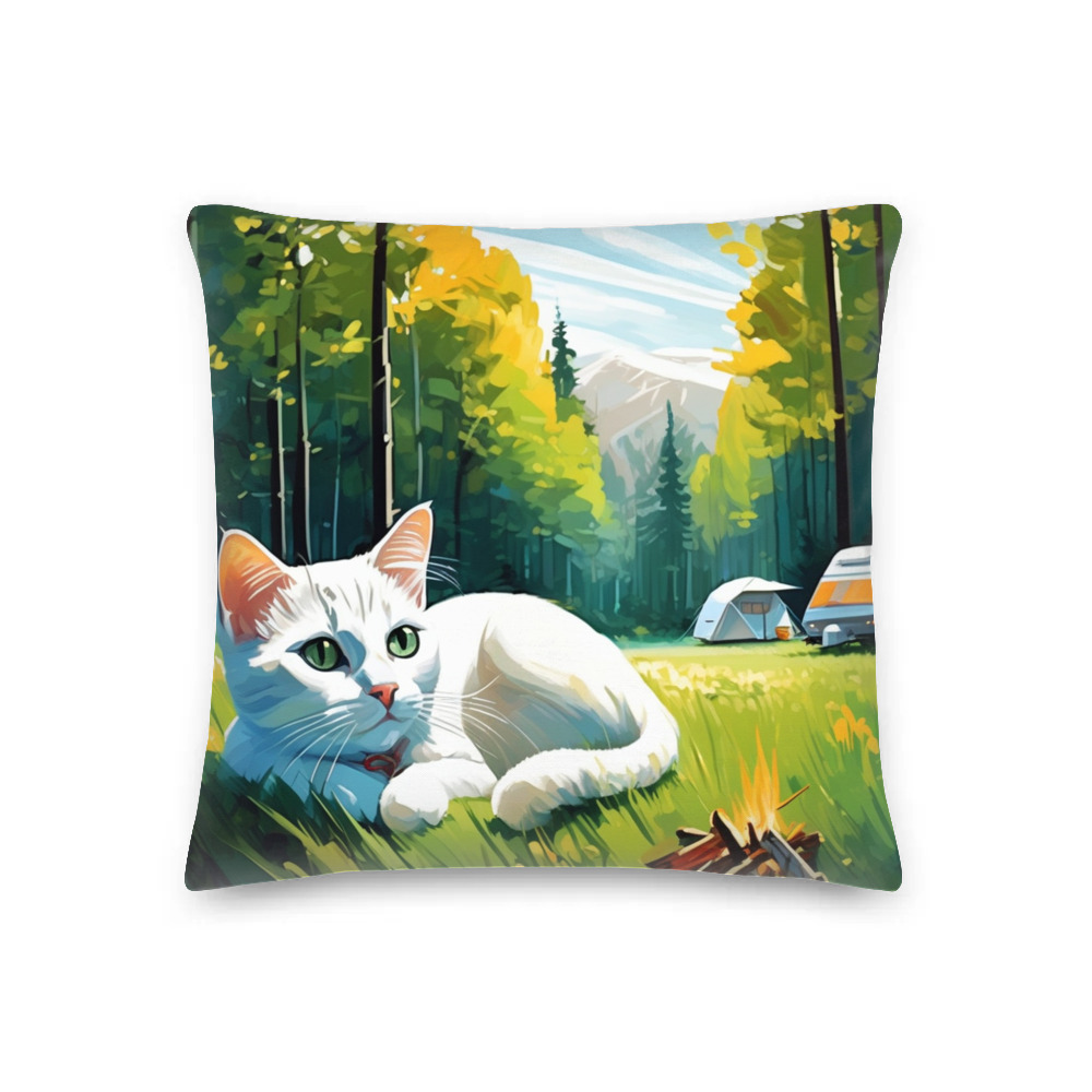 PugMug Custom White Companion Cat Premium Pillow