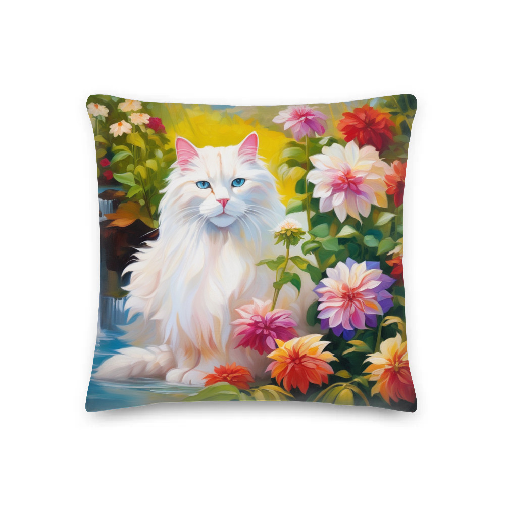 PugMug Custom White Companion Cat Premium Pillow