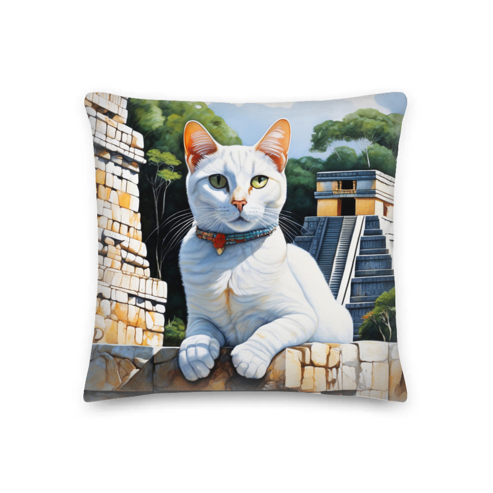 PugMug Custom White Companion Cat Premium Pillow
