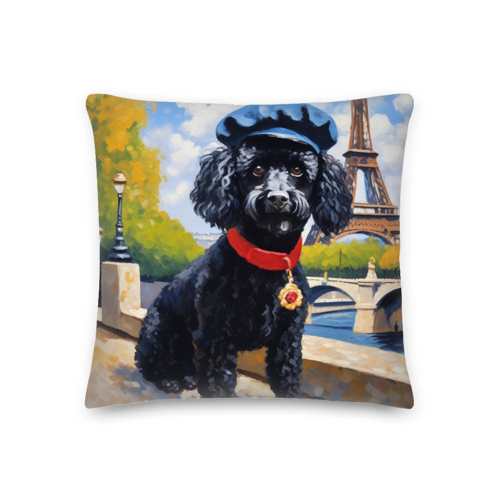 PugMug Custom Black Poodle Premium Pillow
