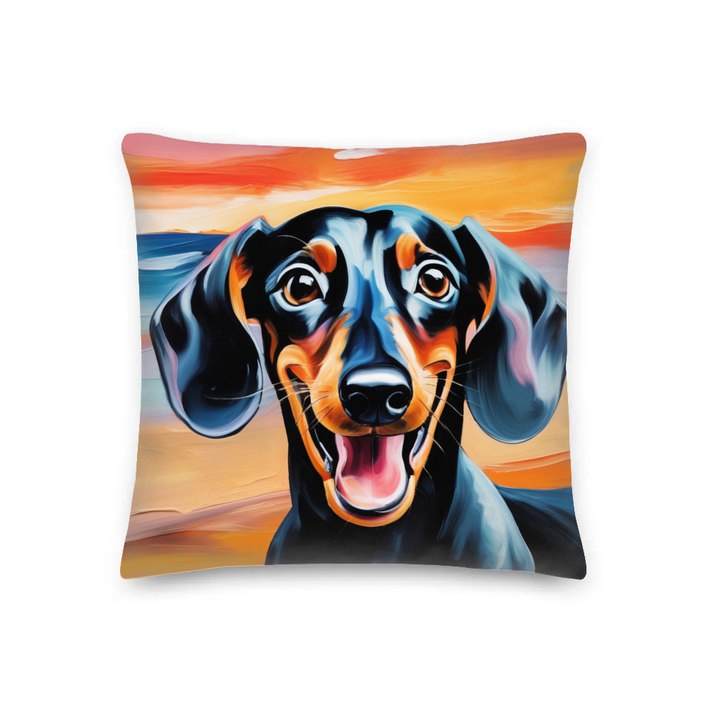 PugMug Custom Black Dachshund Premium Pillow