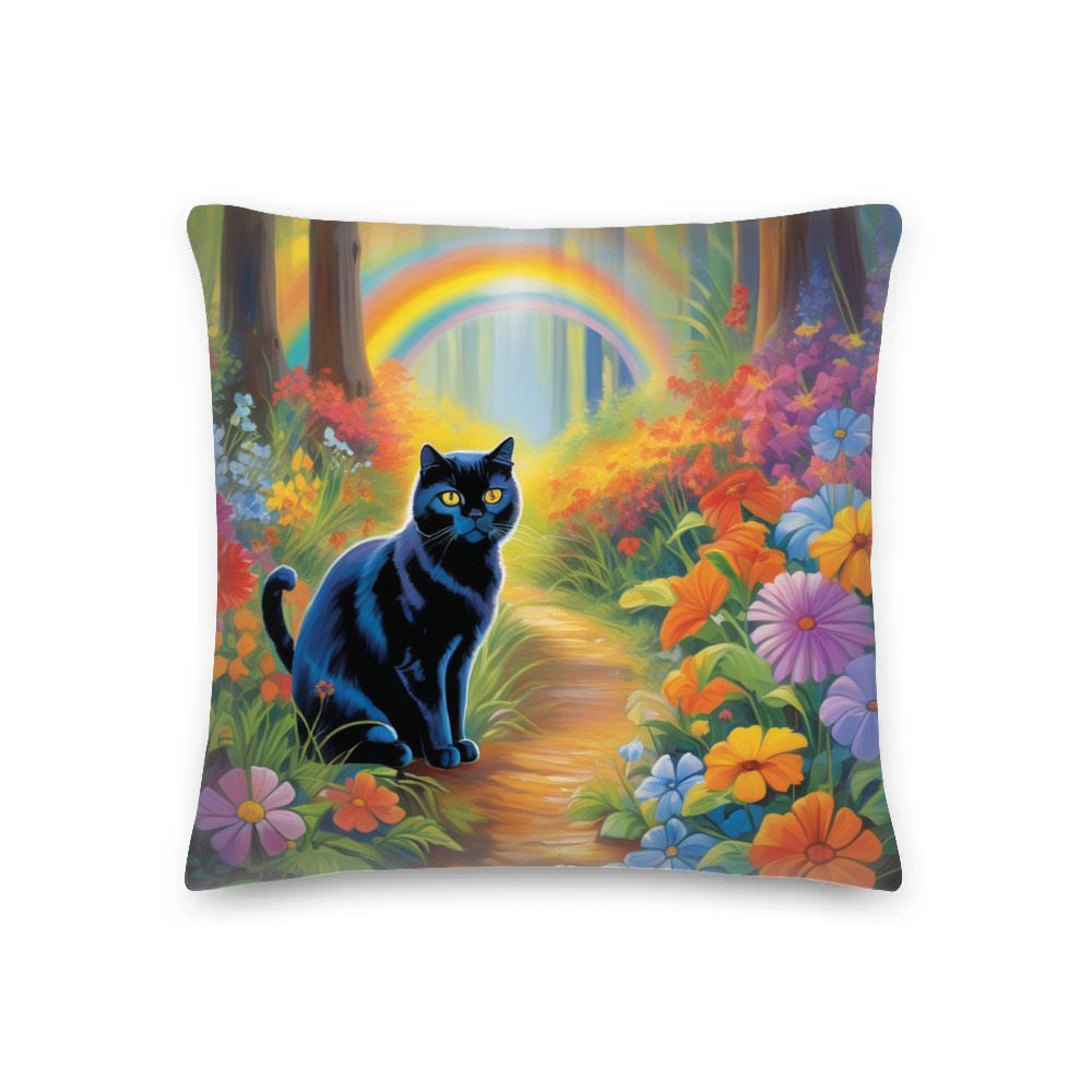 PugMug Custom Black Scottish Fold Cat Premium Pillow