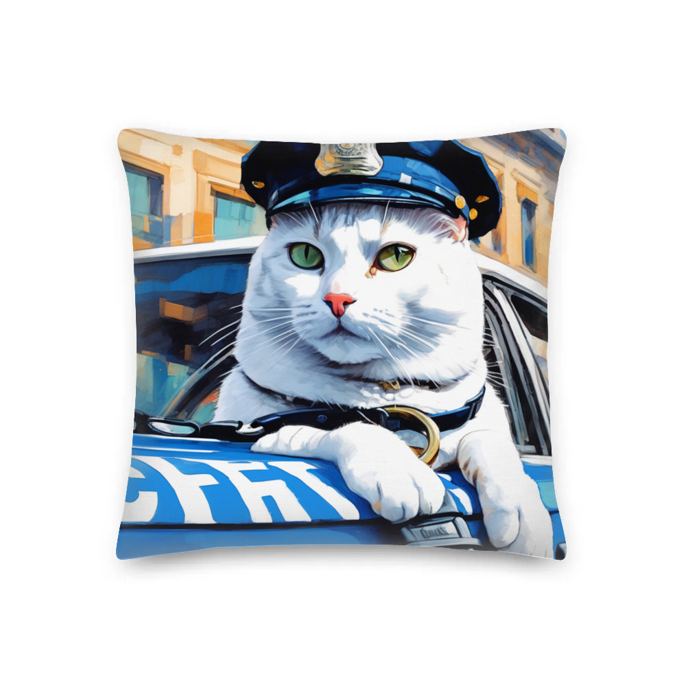 PugMug Custom White Companion Cat Premium Pillow