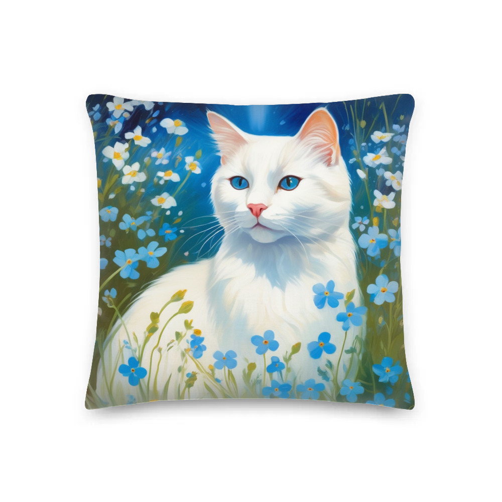 PugMug Custom White Companion Cat Premium Pillow
