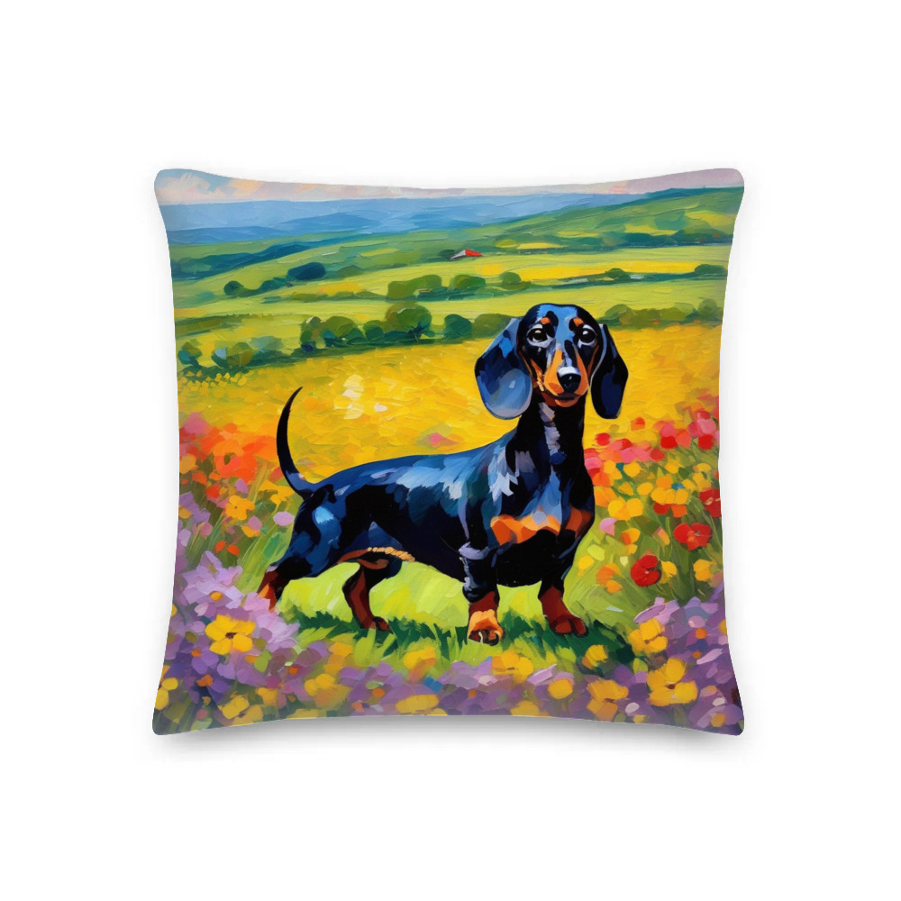 PugMug Custom Black Dachshund Premium Pillow