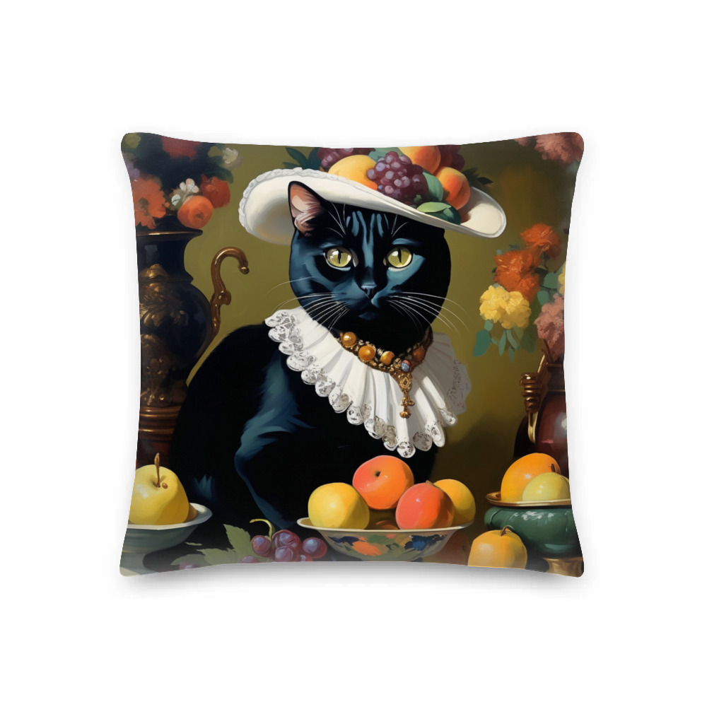 PugMug Custom Black American Shorthair Cat Premium Pillow