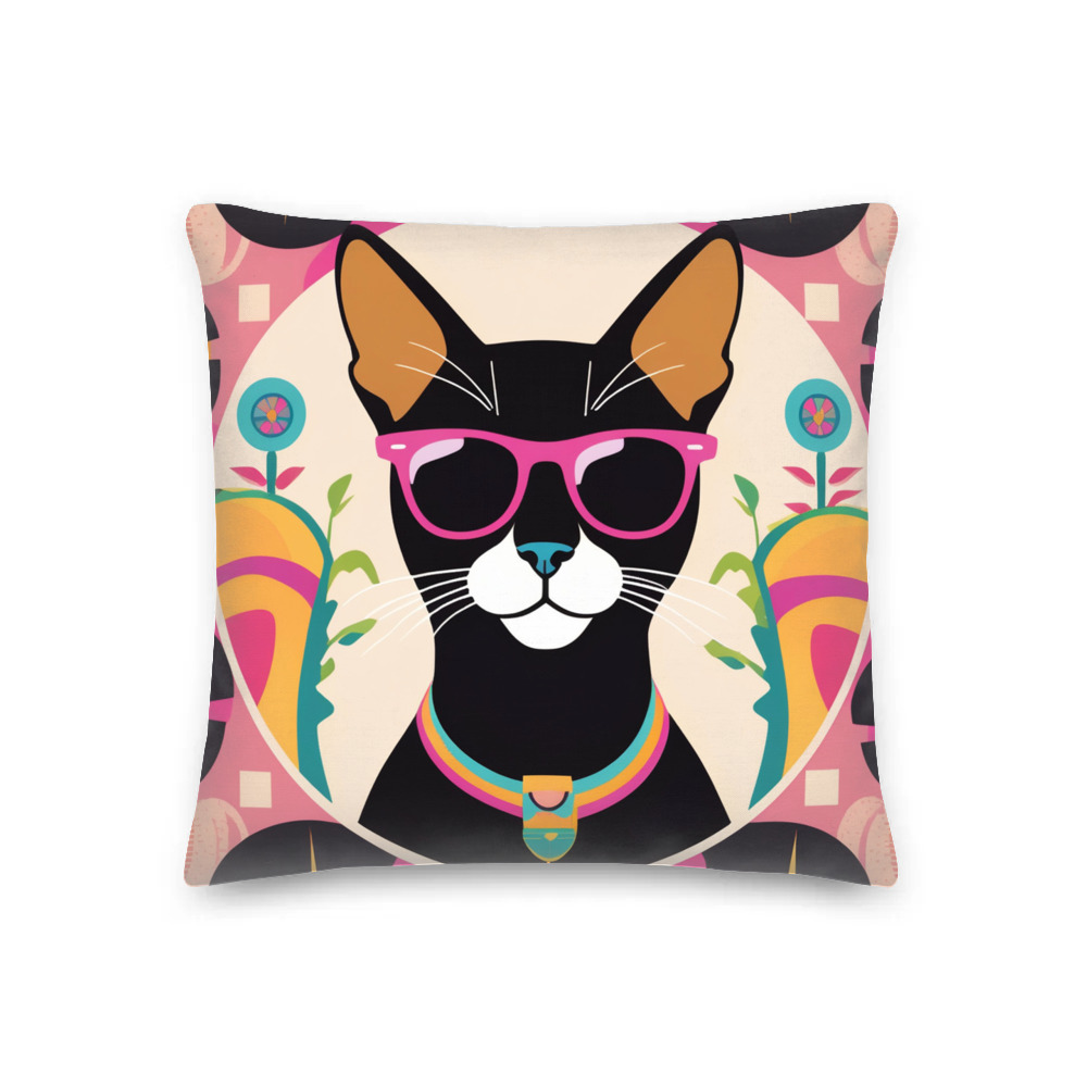 PugMug Custom Black Abyssinian Cat Premium Pillow