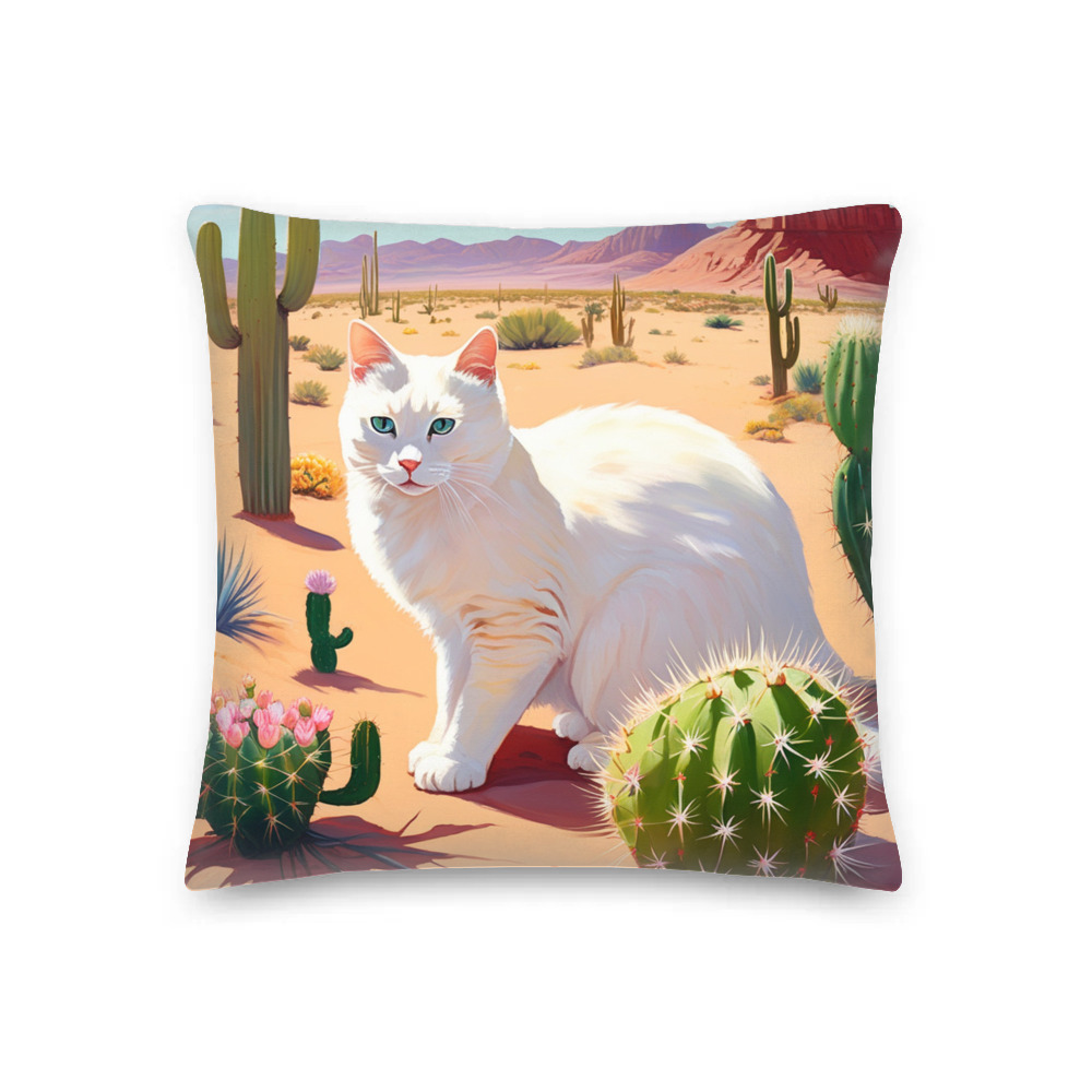 PugMug Custom White Companion Cat Premium Pillow