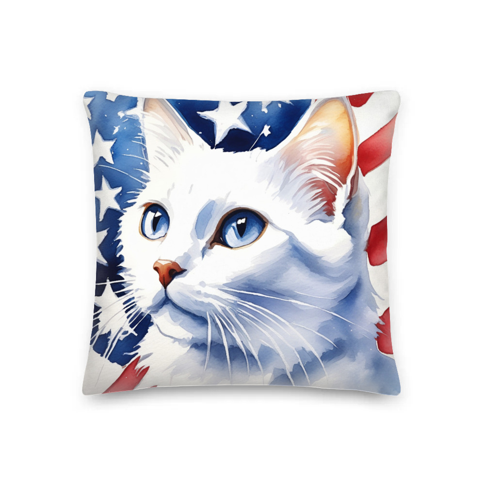 PugMug Custom White Companion Cat Premium Pillow