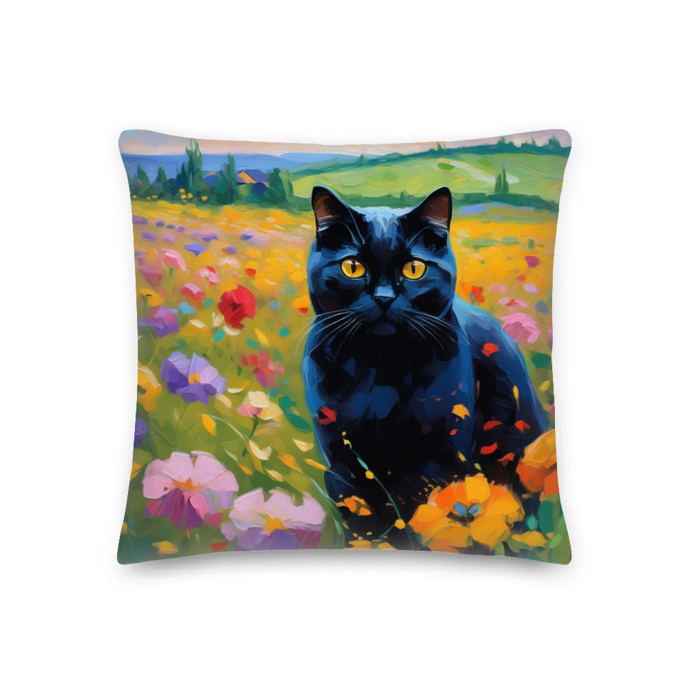 PugMug Custom Black British Shorthair Cat Premium Pillow