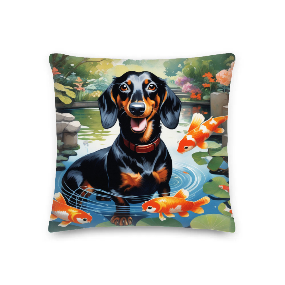PugMug Custom Black Dachshund Premium Pillow