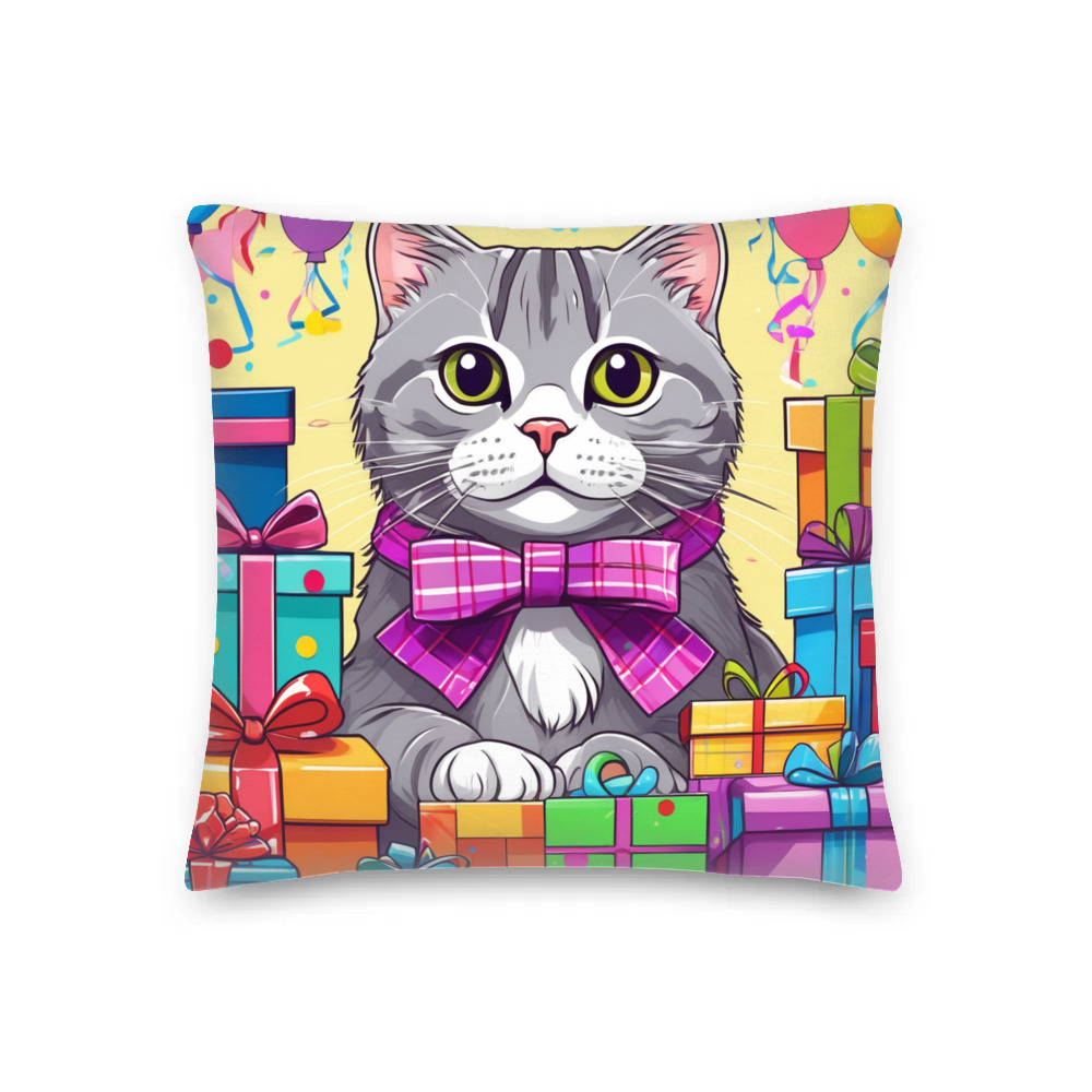 PugMug Custom Tabby Scottish Fold Cat Premium Pillow