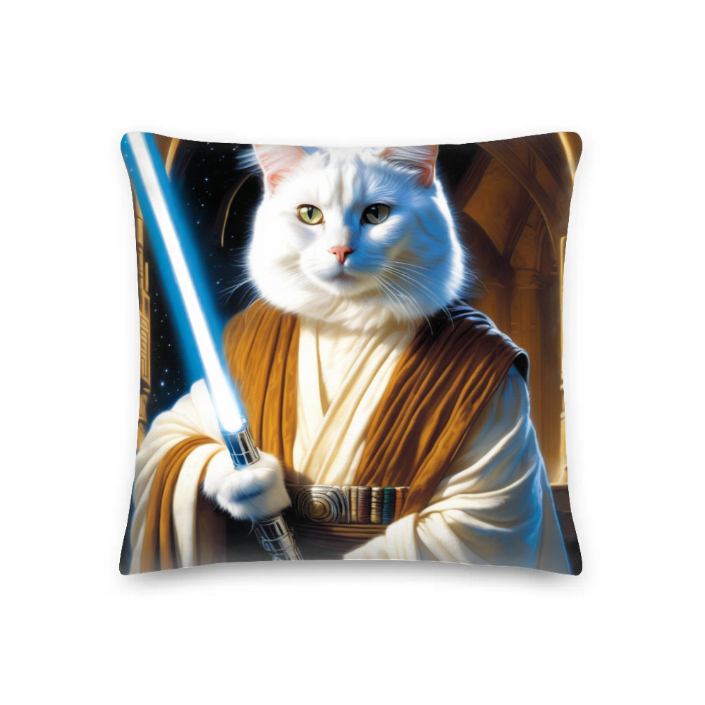 PugMug Custom White Companion Cat Premium Pillow