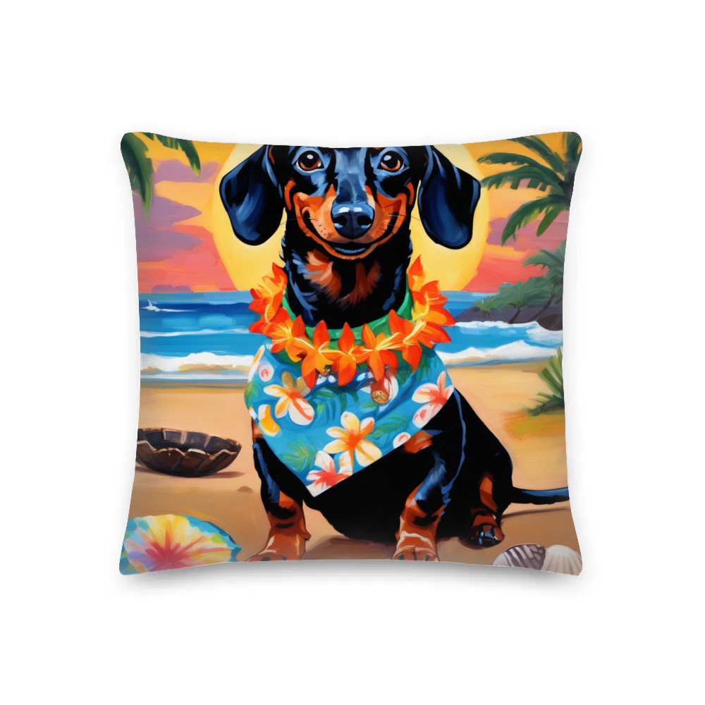 PugMug Custom Black Dachshund Premium Pillow