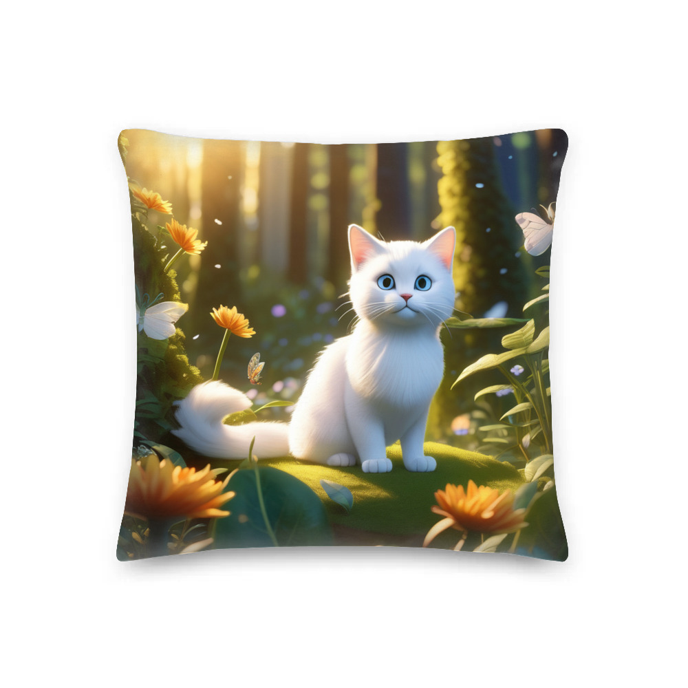 PugMug Custom White Exotic Cat Premium Pillow