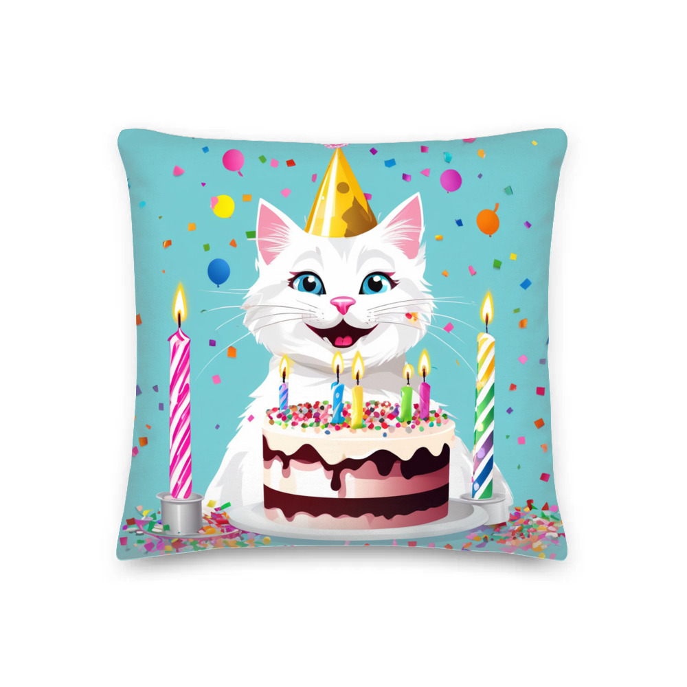 PugMug Custom White Companion Cat Premium Pillow