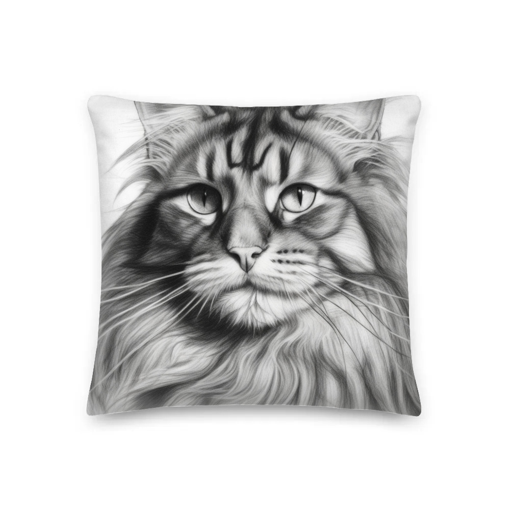 PugMug Custom Tabby Maine Coon Cat Premium Pillow