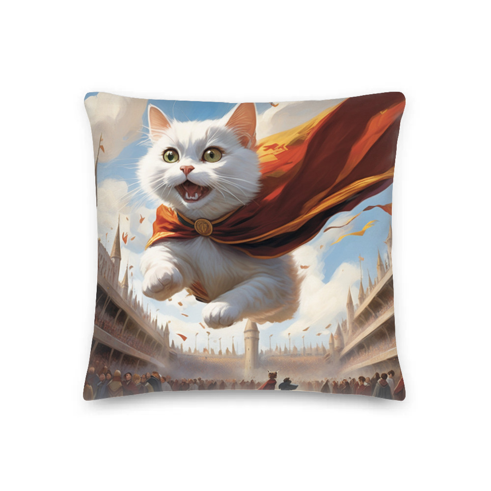 PugMug Custom White Companion Cat Premium Pillow