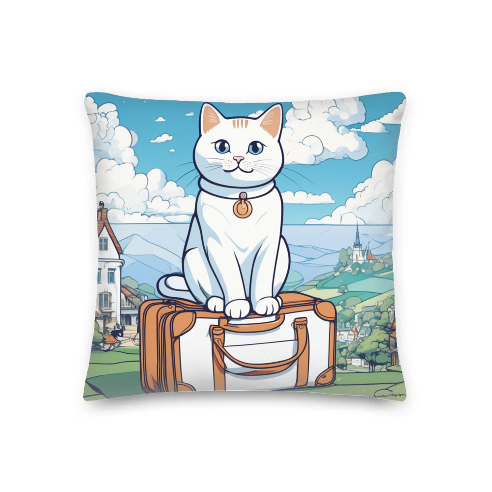 PugMug Custom White Companion Cat Premium Pillow
