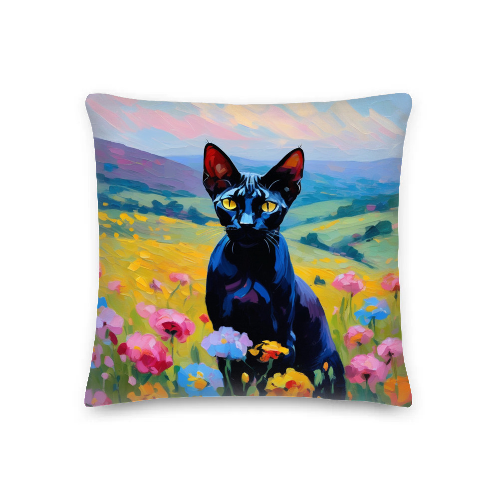 PugMug Custom Black Sphynx Cat Premium Pillow