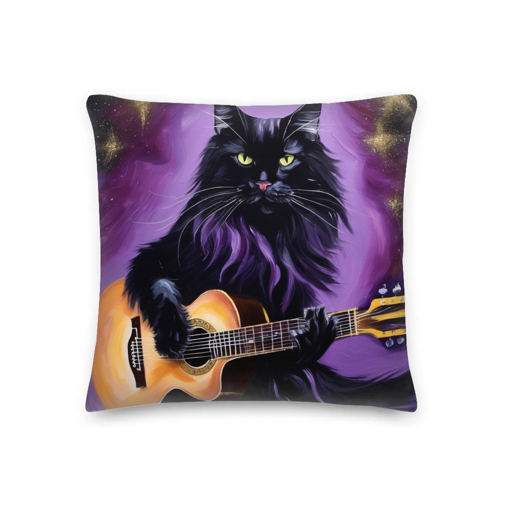 PugMug Custom Black Maine Coon Cat Premium Pillow
