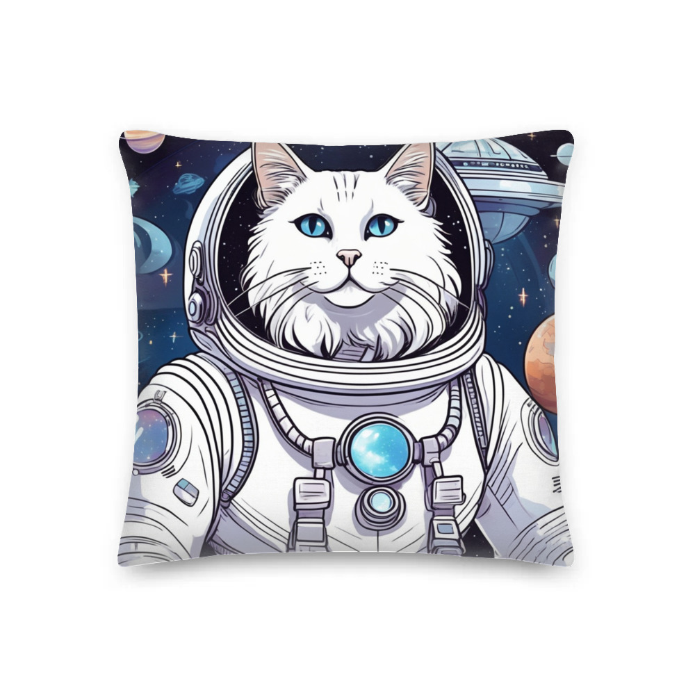 PugMug Custom White Companion Cat Premium Pillow