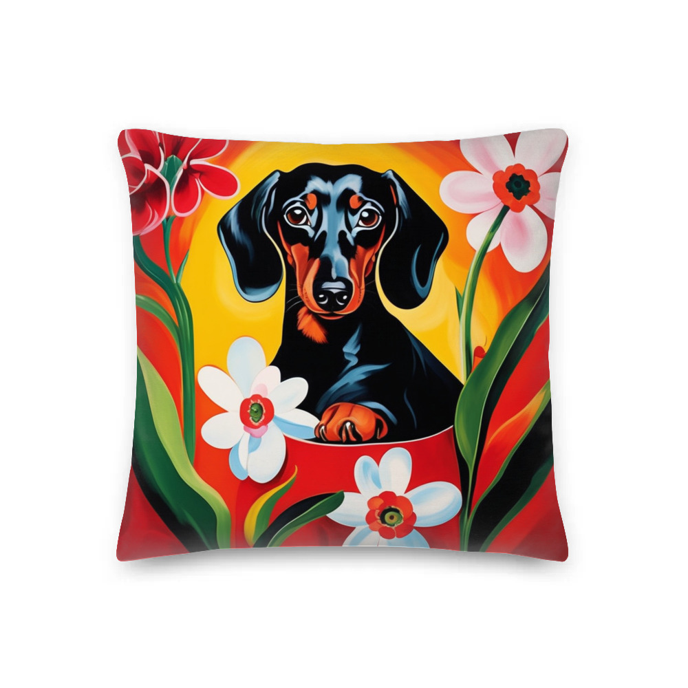 PugMug Custom Black Dachshund Premium Pillow