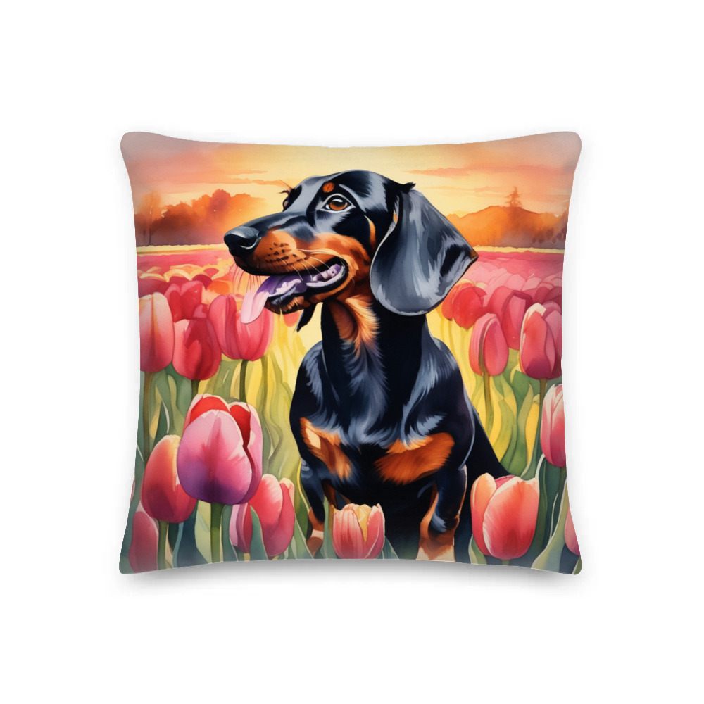 PugMug Custom Black Dachshund Premium Pillow