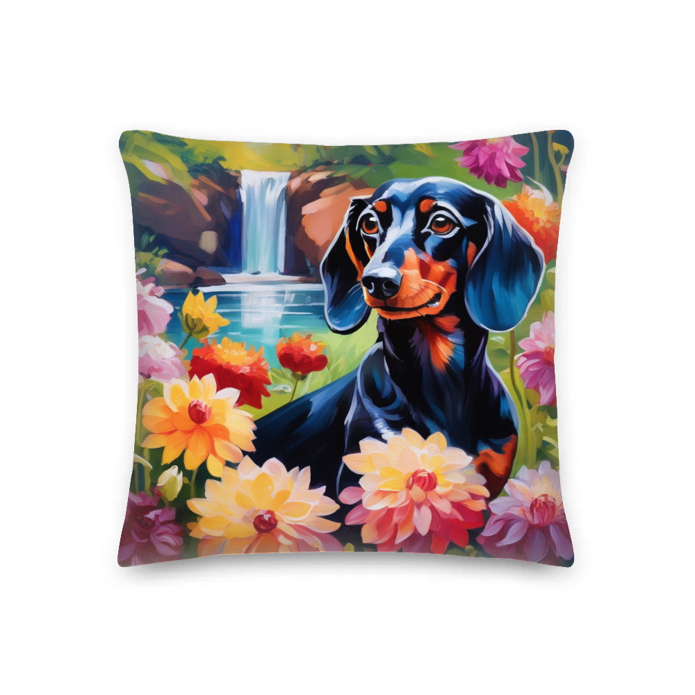 PugMug Custom Black Dachshund Premium Pillow