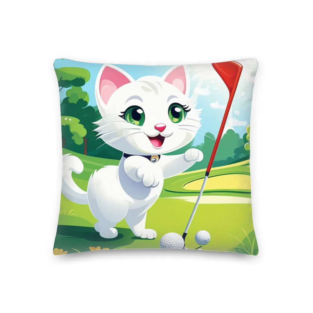 PugMug Custom White Companion Cat Premium Pillow