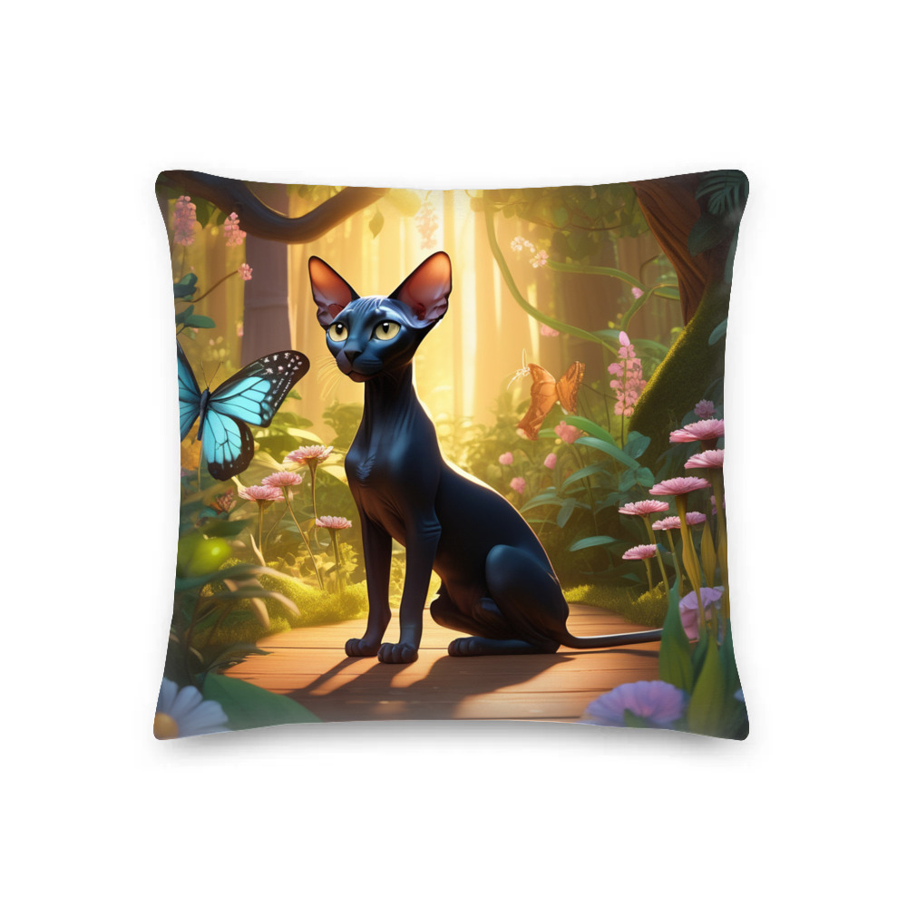 PugMug Custom Black Sphynx Cat Premium Pillow