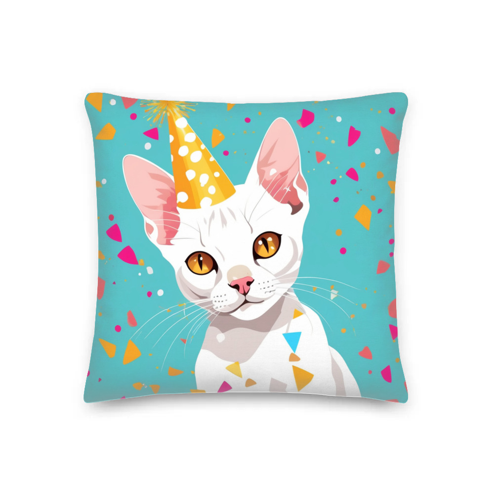 PugMug Custom White Devon Rex Cat Premium Pillow
