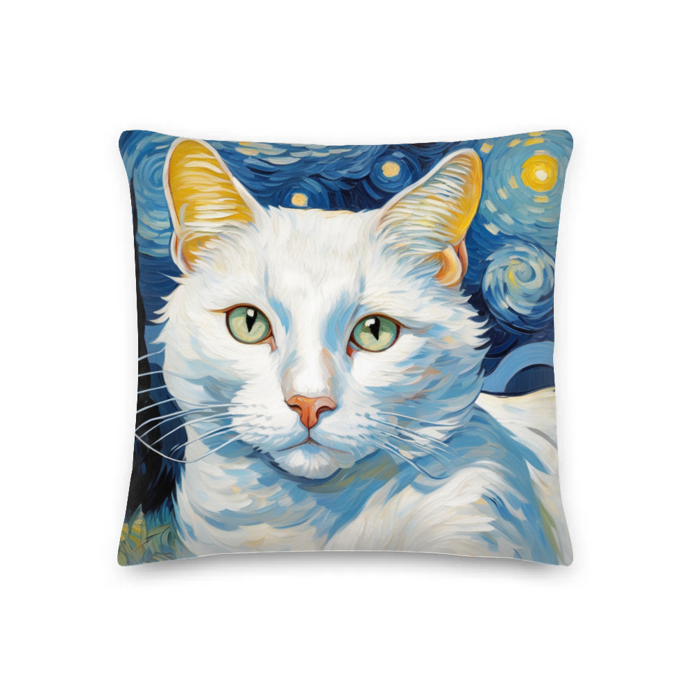 PugMug Custom White Companion Cat Premium Pillow