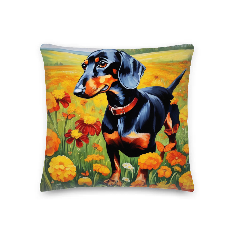 PugMug Custom Black Dachshund Premium Pillow
