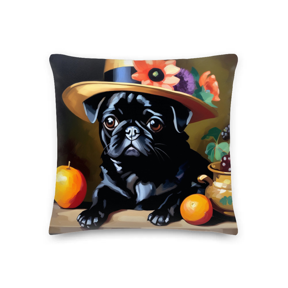 PugMug Custom Black Pug Premium Pillow
