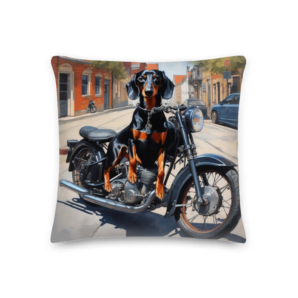 PugMug Custom Black Dachshund Premium Pillow