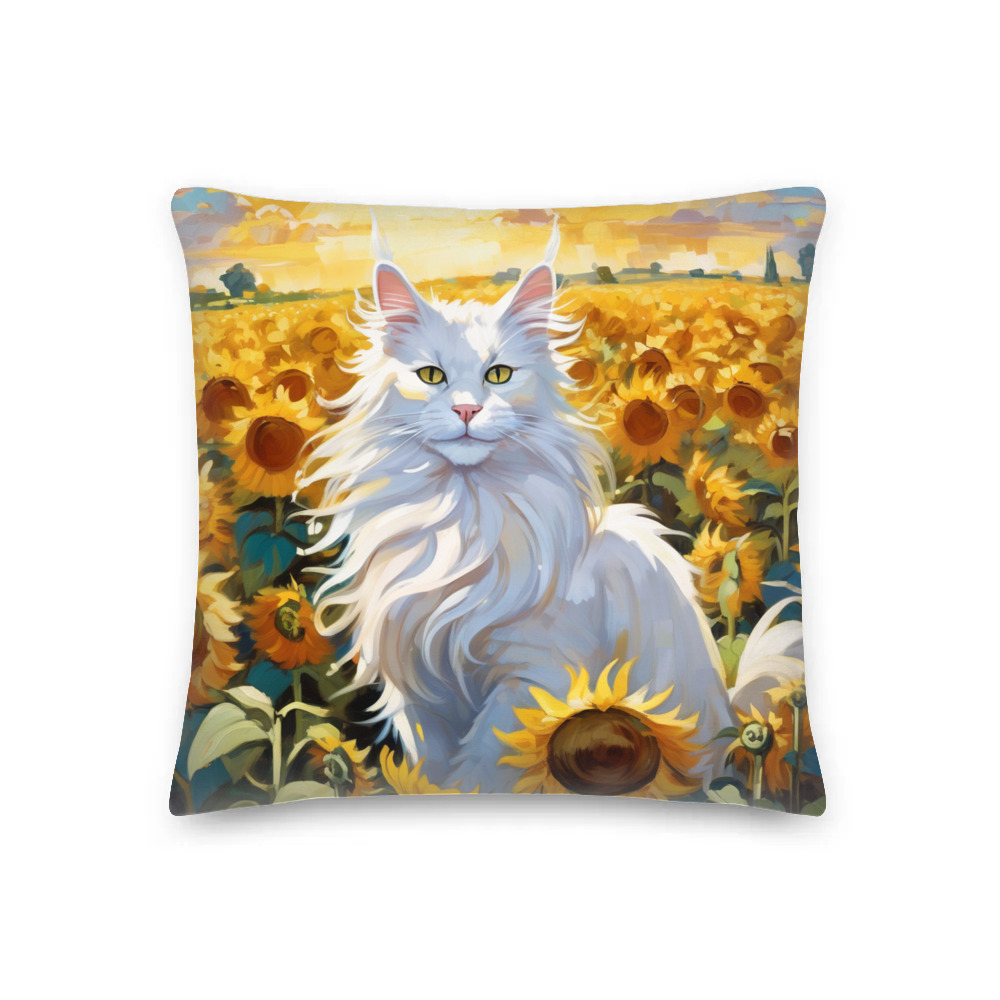 PugMug Custom White Maine Coon Cat Premium Pillow
