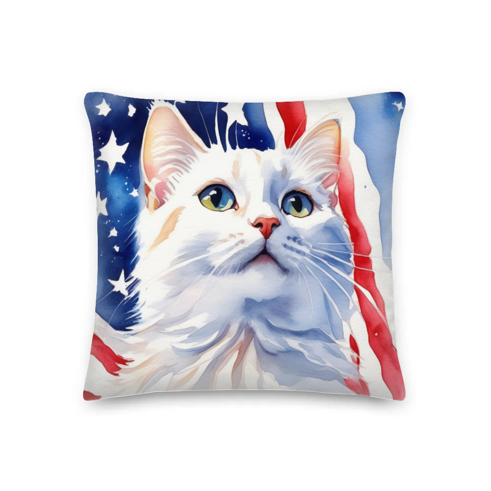 PugMug Custom White Companion Cat Premium Pillow
